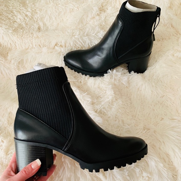 zara heeled booties with lug soles
